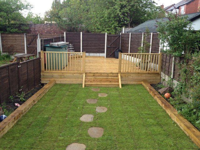 Raised timber decking in Stockport