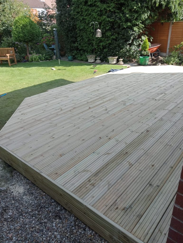 Timber decking pation area in Stockport