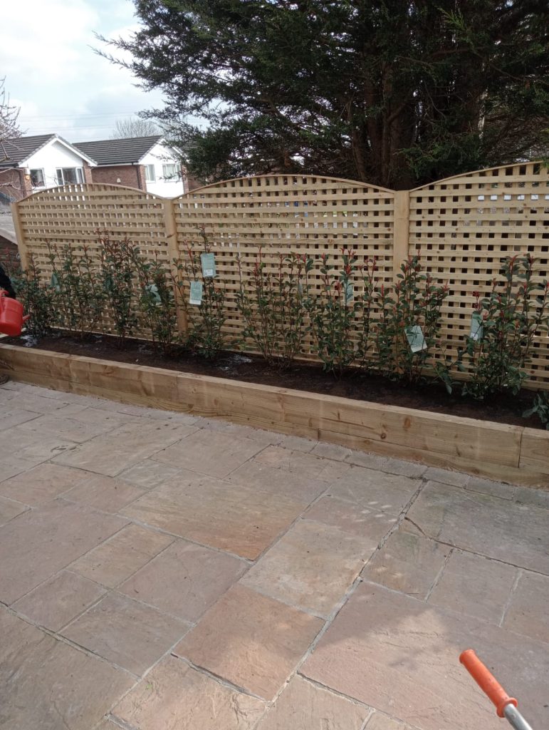 Decorative fencing with raised wodden bed