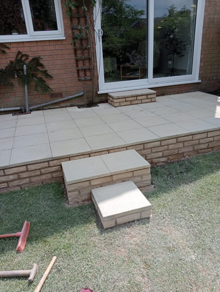 Stone paving with steps