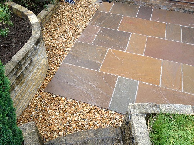 Indian Stone Paving with Gravel Edging