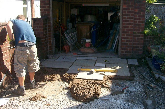 New driveway and seating area in Romiley