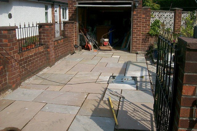 New driveway and seating area in Romiley