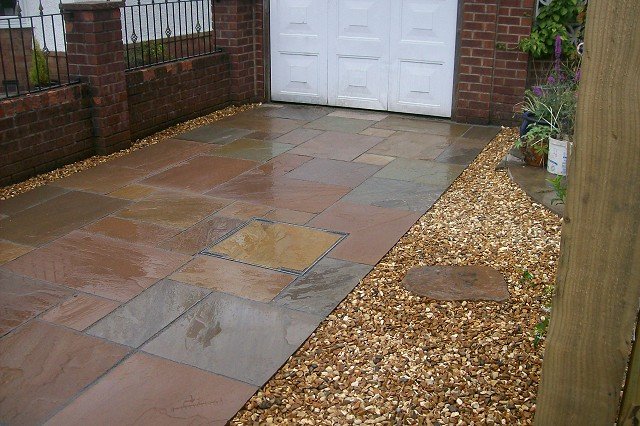 New driveway and seating area in Romiley